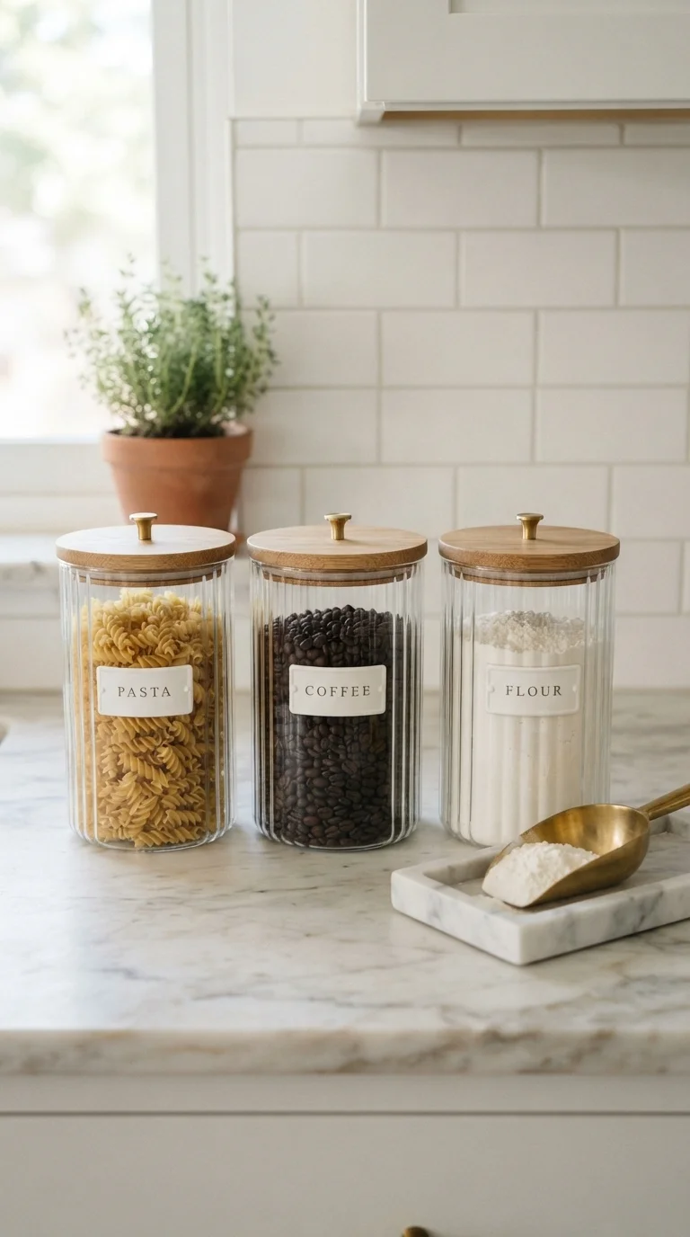 3. Curated Glass Canisters for Dry Goods