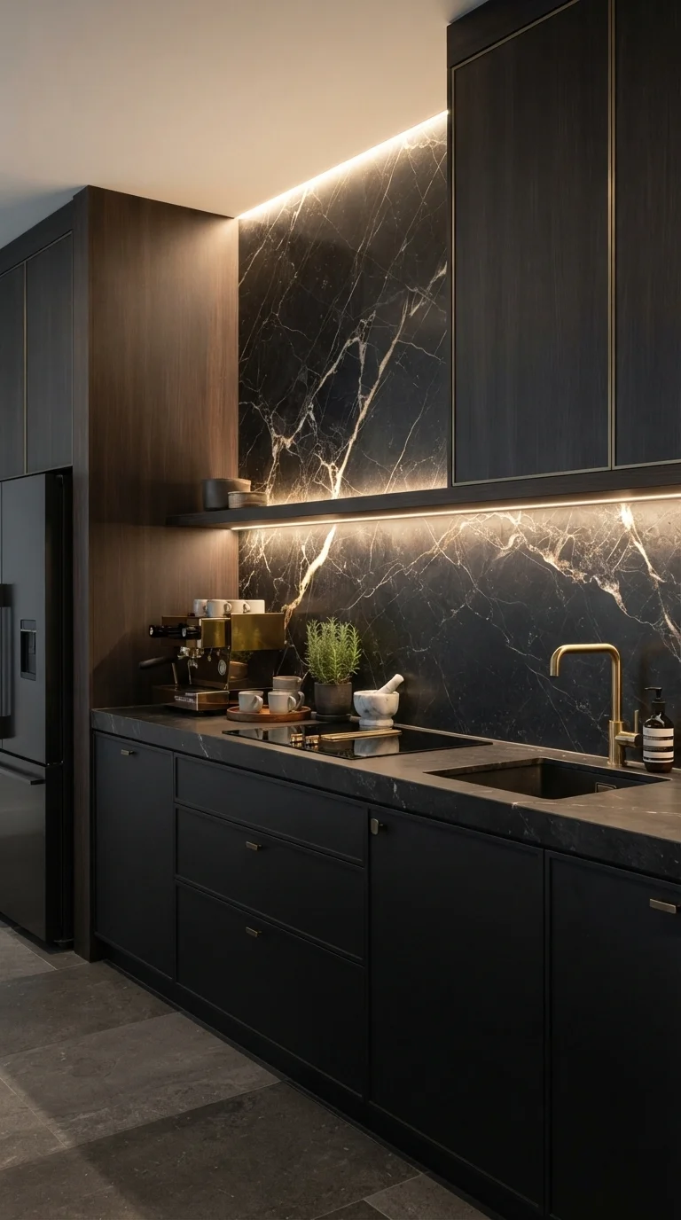3. Dramatic Veined Marble Backsplashes