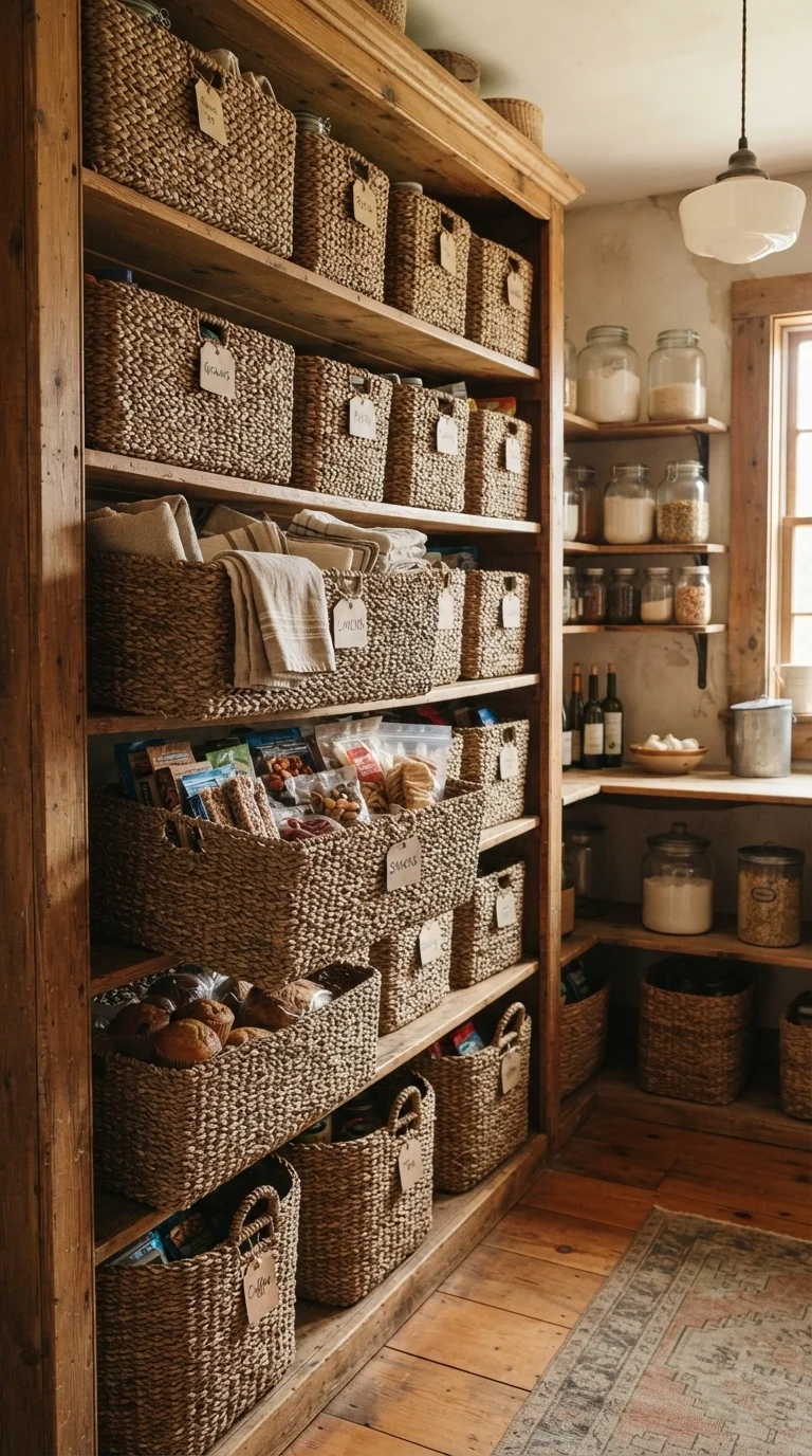 3. Hand-Woven Seagrass Baskets for Hidden Storage