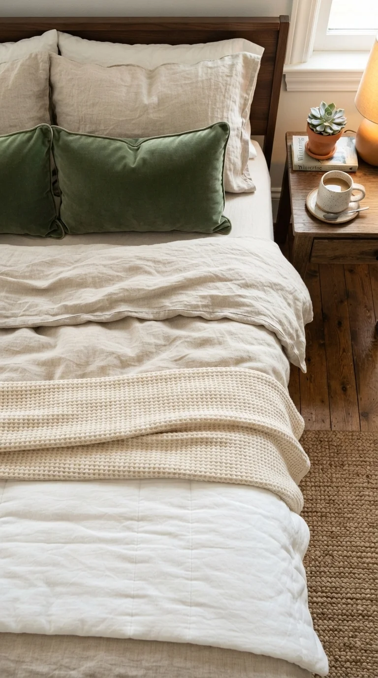 3. Layered Linen Bedding for Tactile Comfort