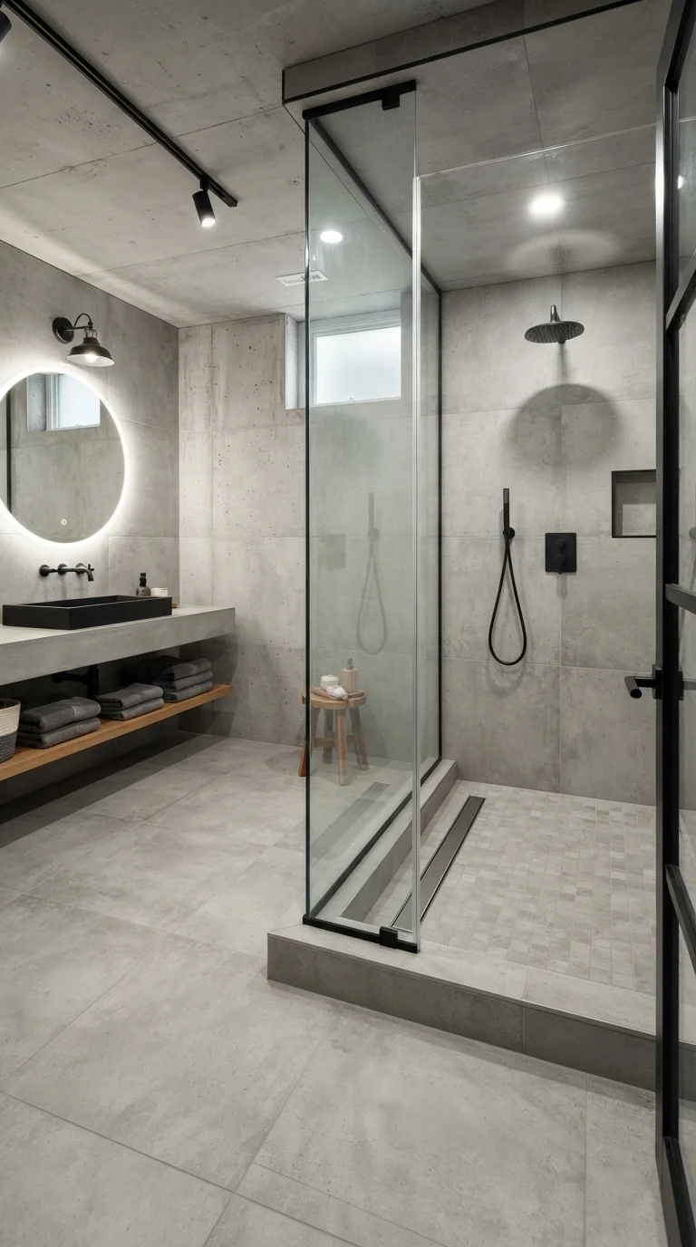 11 Basement Bathroom Ideas 2026 Modern Finished 3. The Walk-In Wet Room Concept
