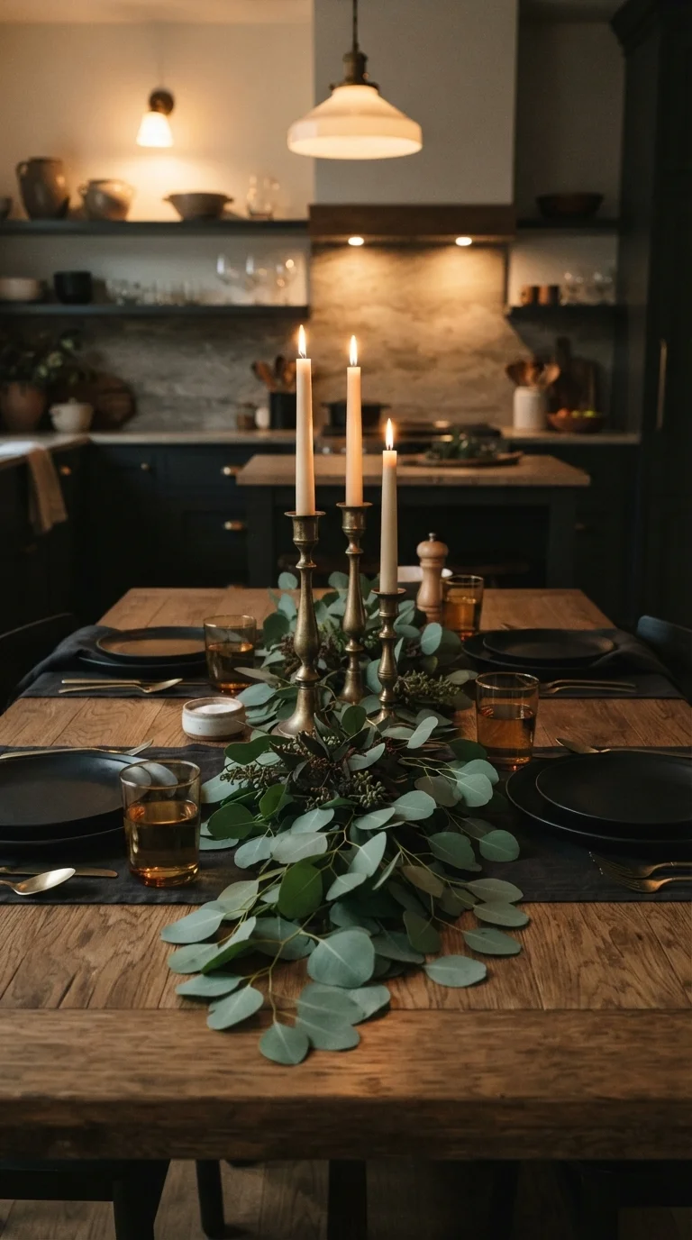 4. Brass Candlesticks and Eucalyptus