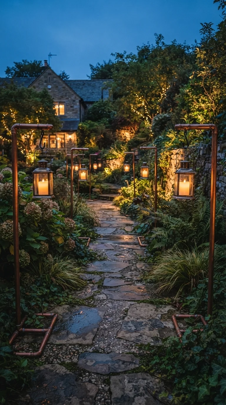 4. Copper Pipe Lantern Stands
