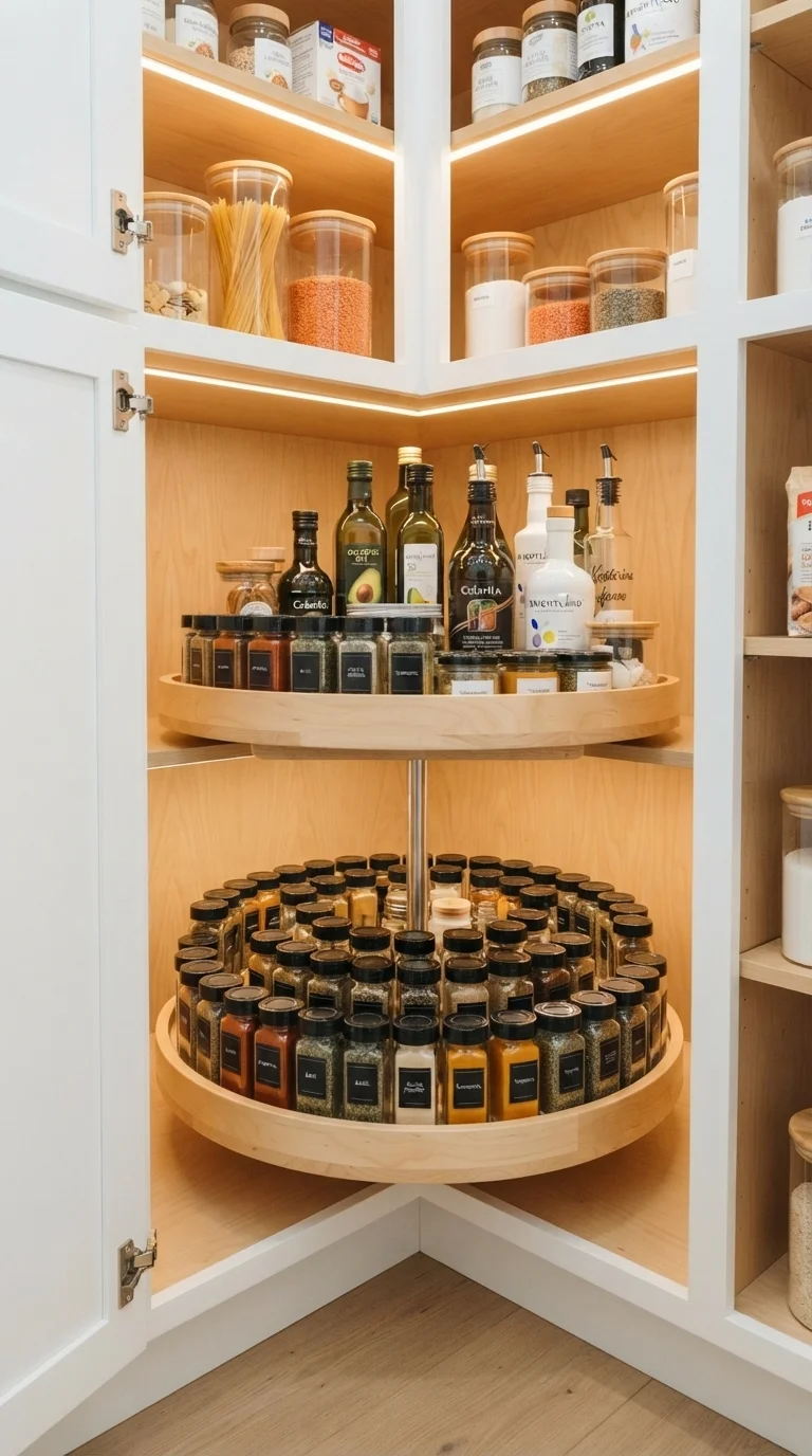 11 Pantry Remodel Ideas 2026 Small Kitchen 4. Corner Carousel Storage Solutions