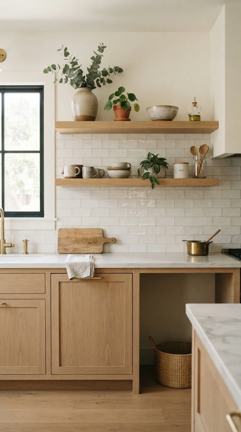 4. Floating Shelves Over Bulky Uppers