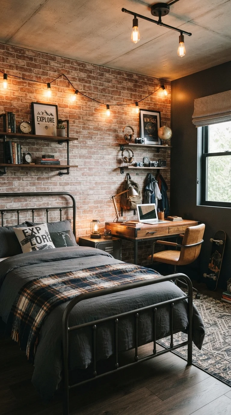 4. Industrial Textures and Warm Woods