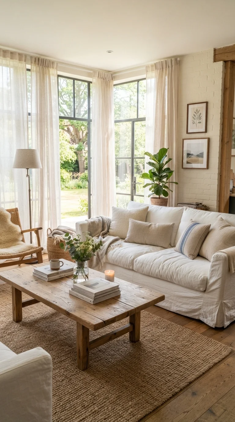 12 Living Room Decoration Ideas 2026 French Country Modern 4. Slipcovered Furniture for a Relaxed Silhouette
