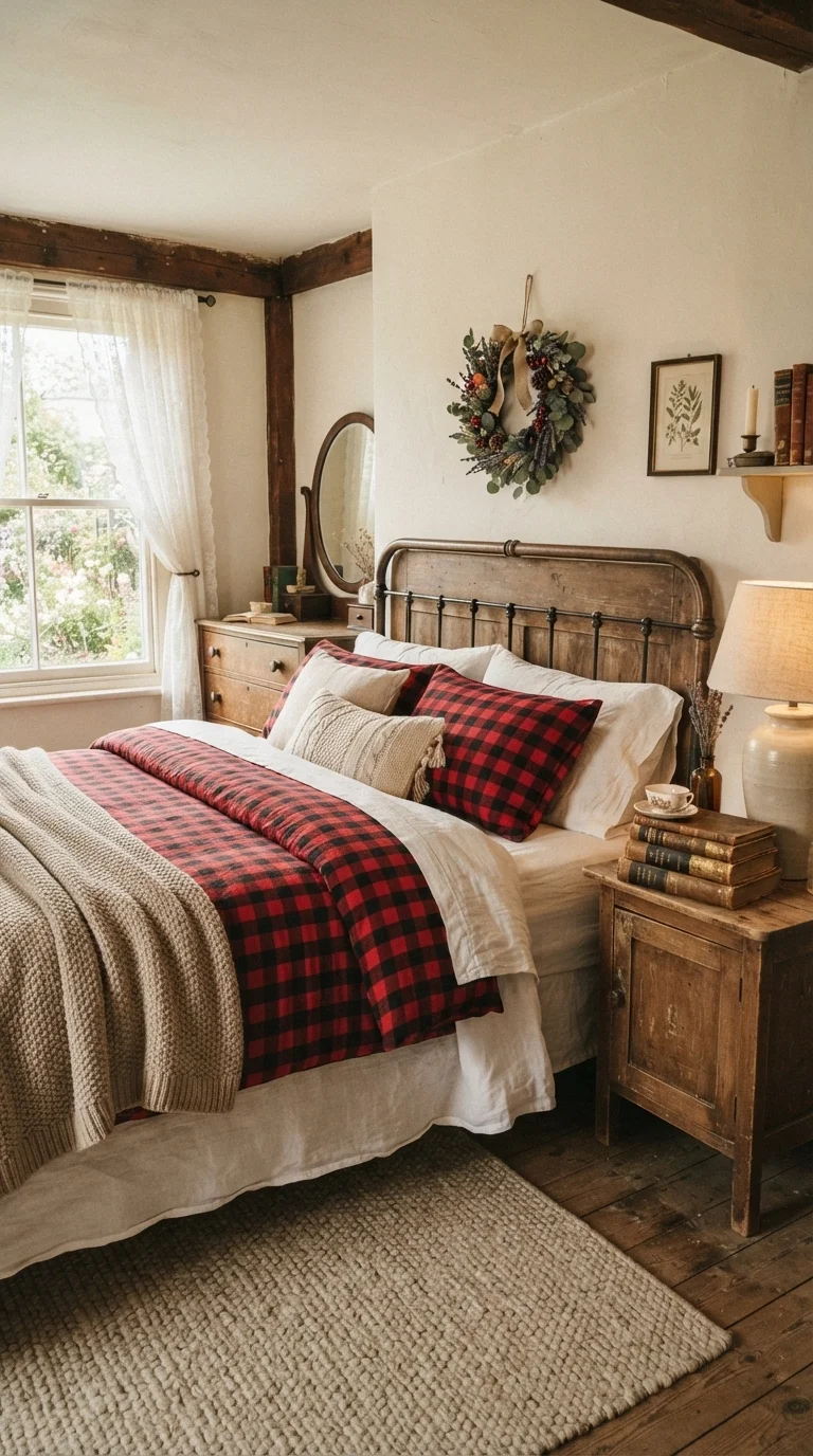 4. Vintage Nostalgia with Plaid Textiles