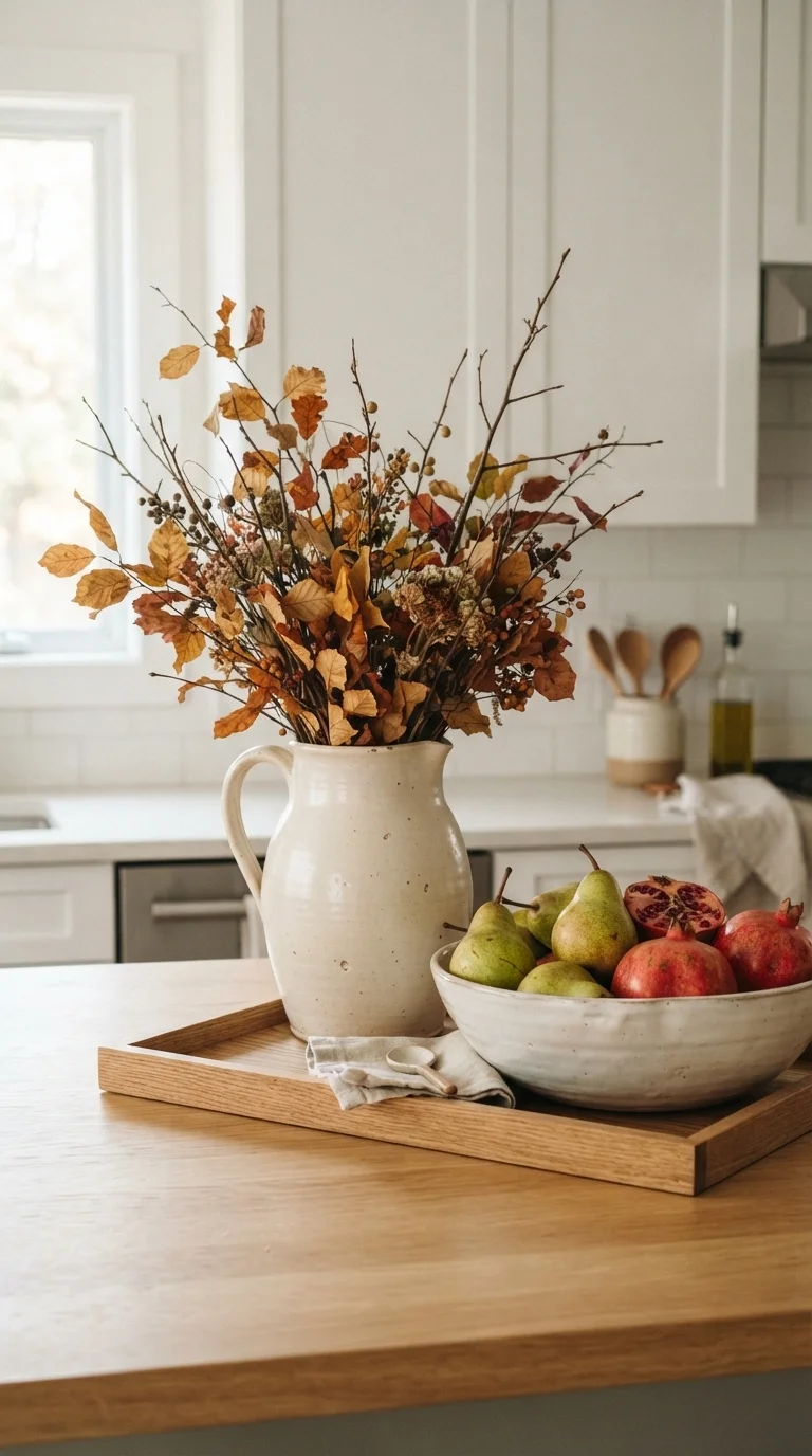 5. Ceramic Pitcher and Seasonal Fruit
