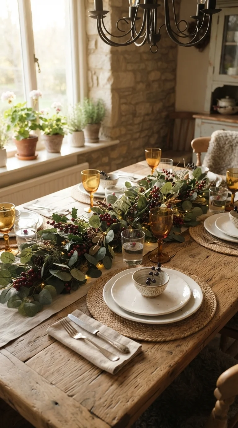 11 Farmhouse Living Room Ideas 2026: Cozy & Modern 5. Eucalyptus and Berry Centerpiece