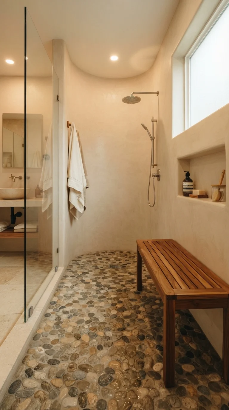 5. Pebbled River Stone Flooring