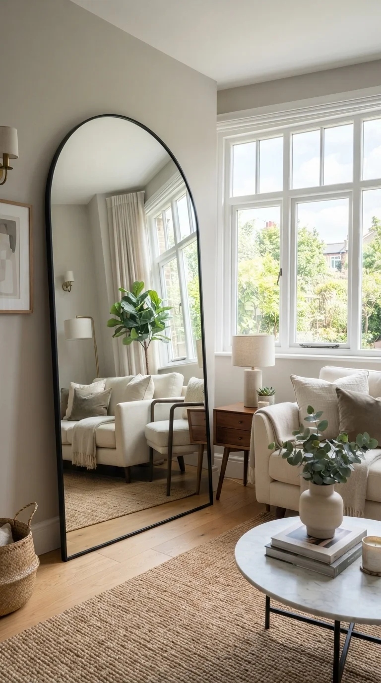 10 Apartment Living Room Ideas 2026: Cozy & Stylish 5. Reflective Surfaces to Expand Space