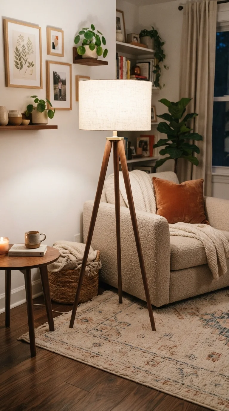 5. Tripod Lamps with Wooden Legs