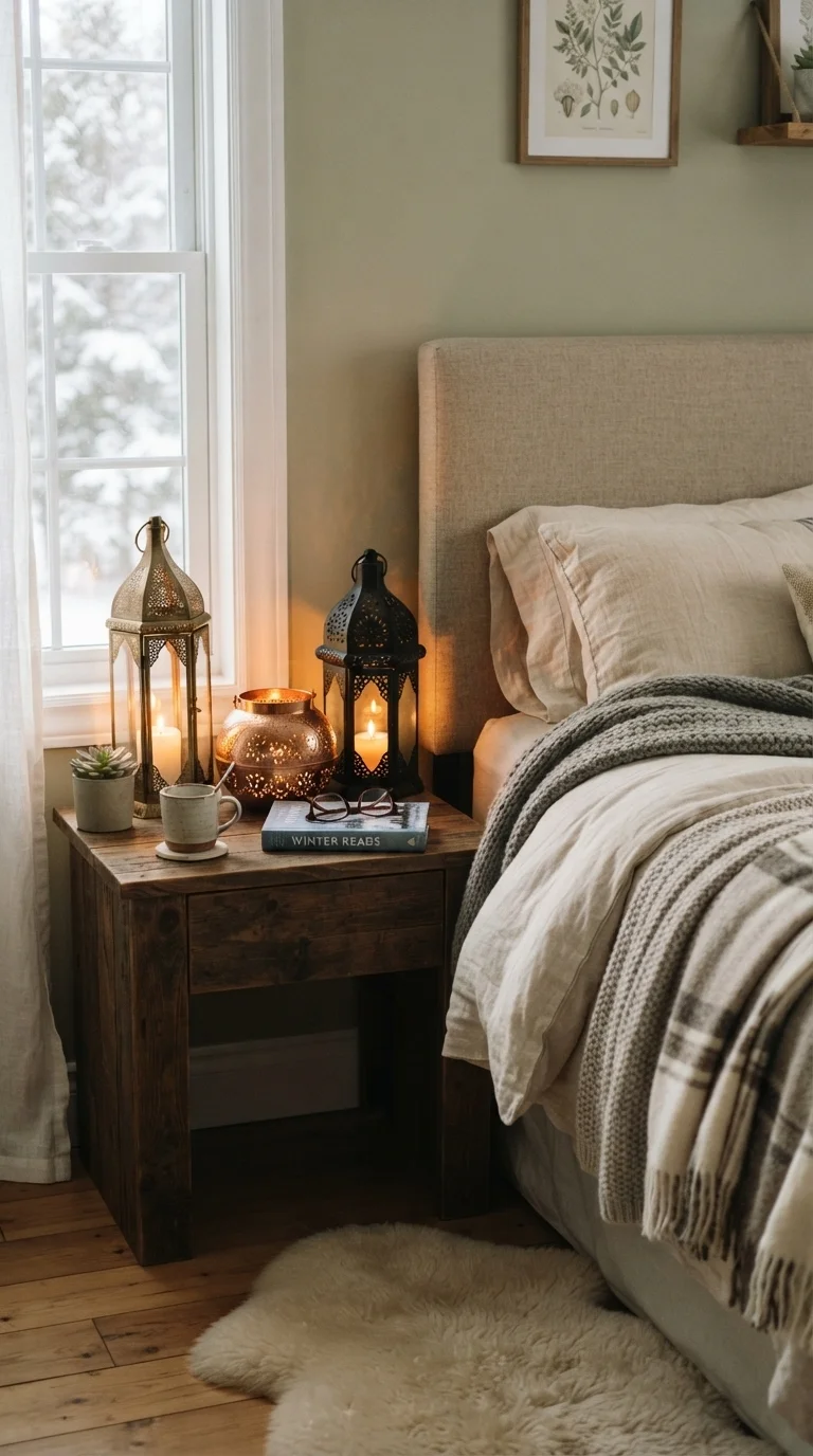 6. Bedside Table Lantern Clusters