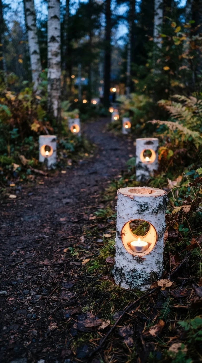 6. Birch Log Candle Holders