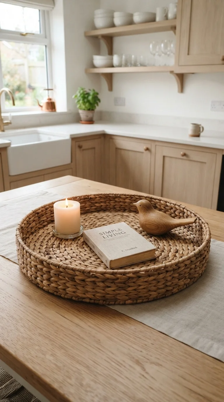 6. Minimalist Woven Basket Tray