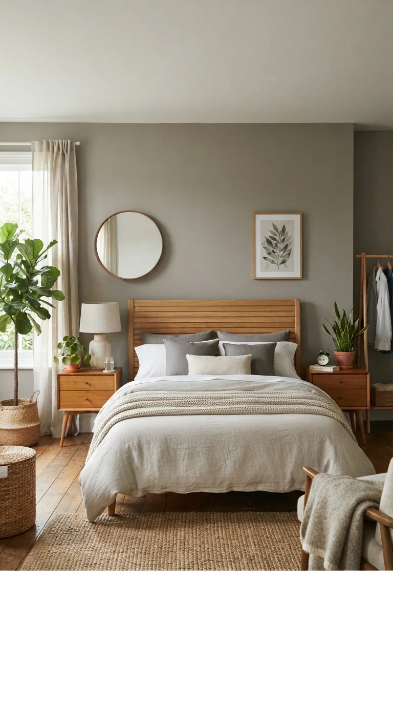 12 Grey Bedroom Ideas 2026 Aesthetic Cozy 6. Natural Wood Integration