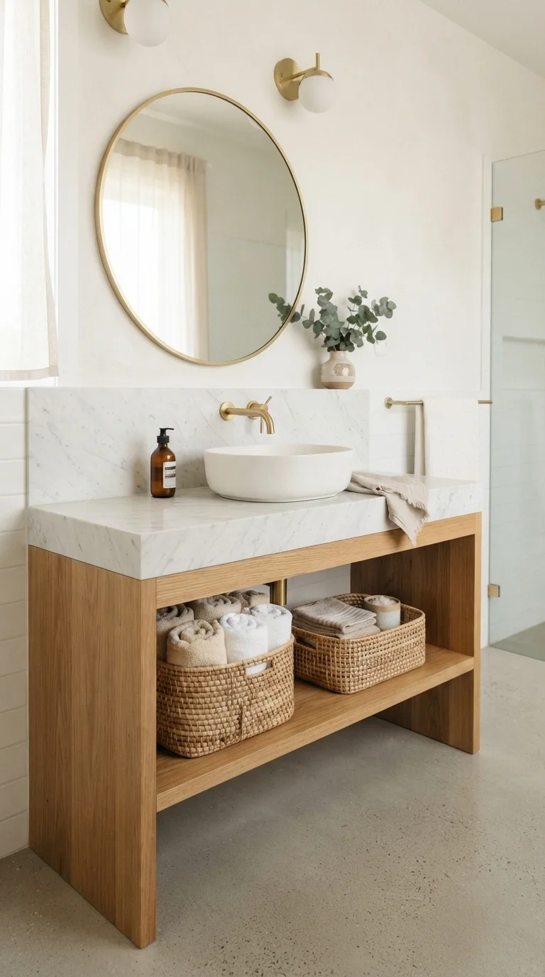 6. Open Shelving Below the Sink