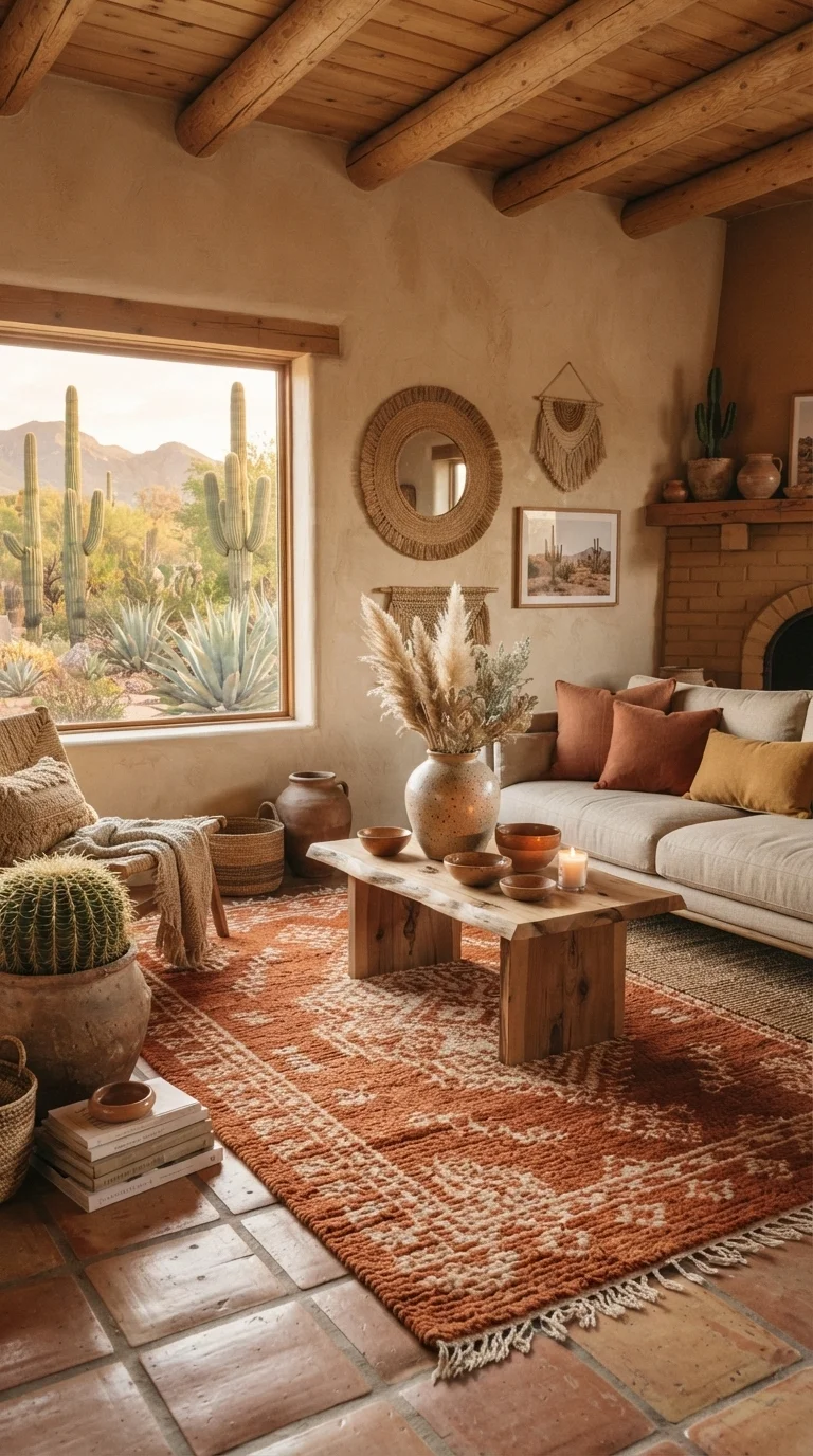 6. Sandstone and Burnt Orange Accents