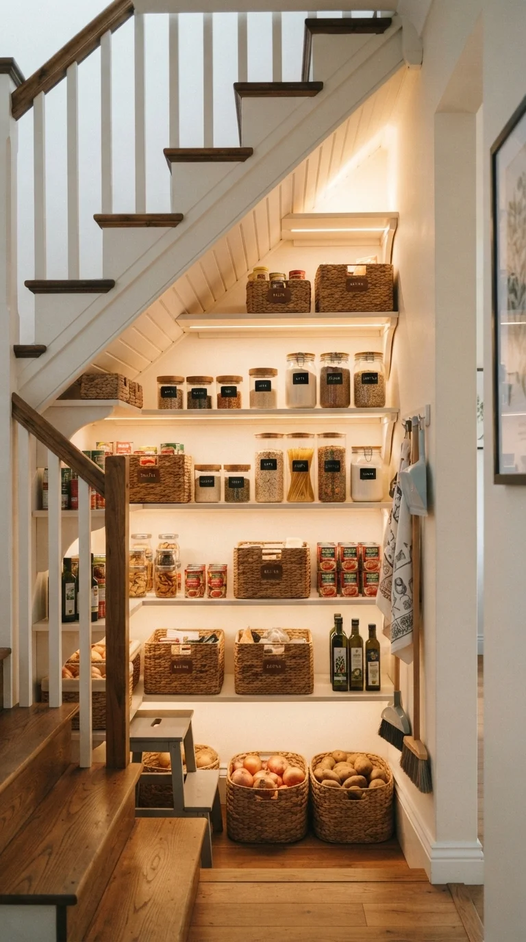 11 Pantry Remodel Ideas 2026 Small Kitchen 6. Under-Stair Pantry Conversion