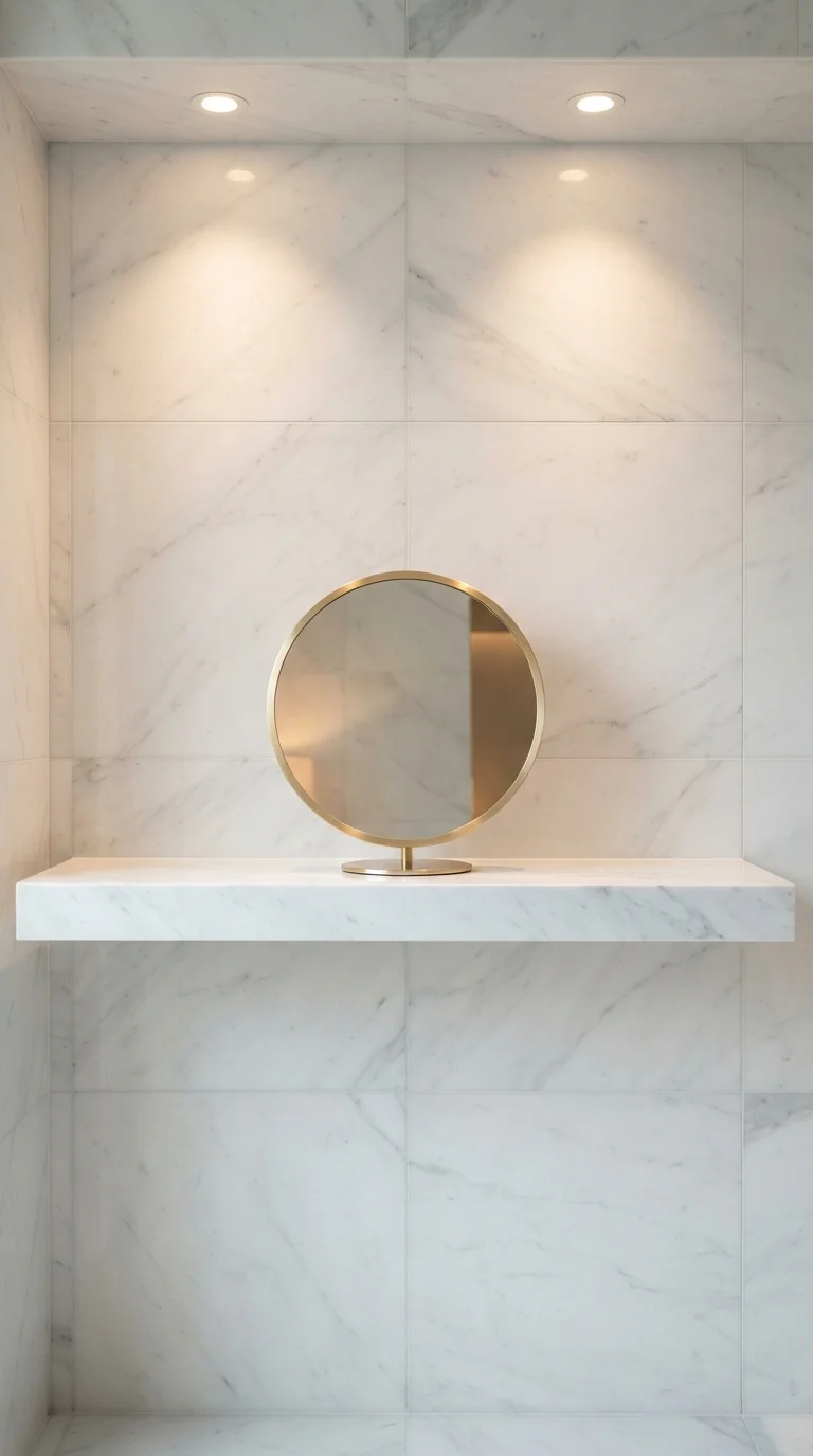 7. Floating Marble Ledges for Sophisticated Minimalism