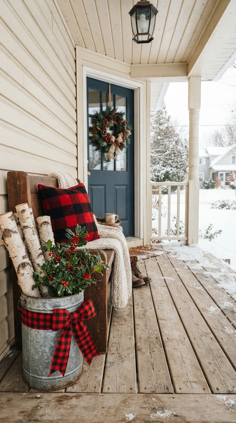 7. Galvanized Metal and Plaid Accents