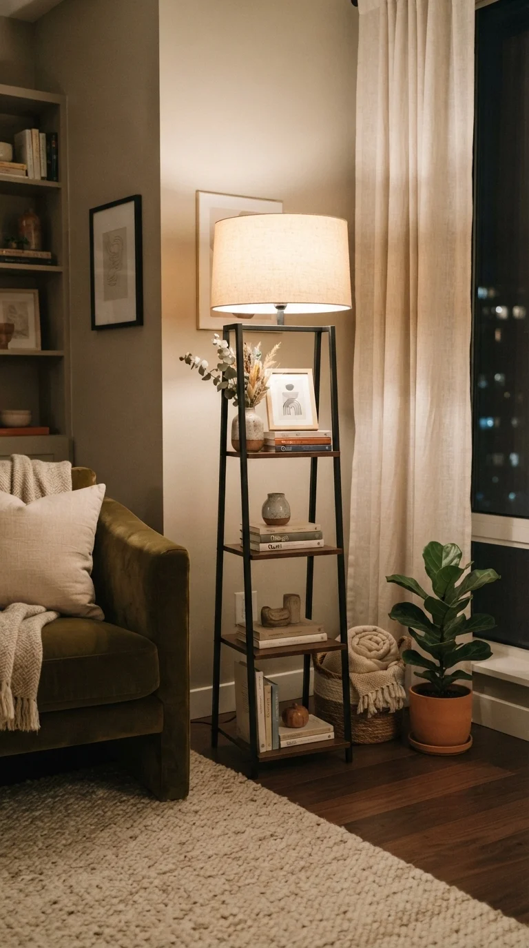 7. Integrated Shelf Floor Lamps