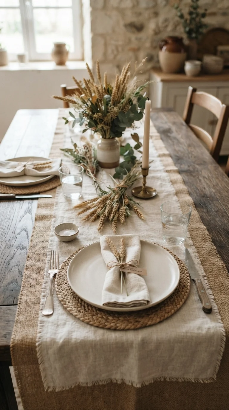 7. Layered Linen and Burlap