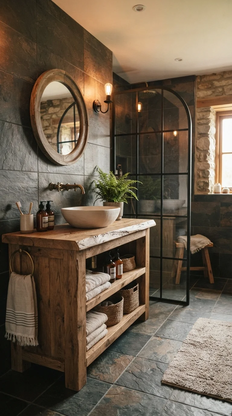11 Budget-Friendly Bathroom Floor Tile Ideas 2026 7. Slate-Look Ceramic Tiles