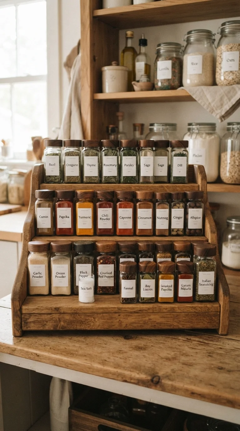7. Tiered Riser Stands for Spice Visibility