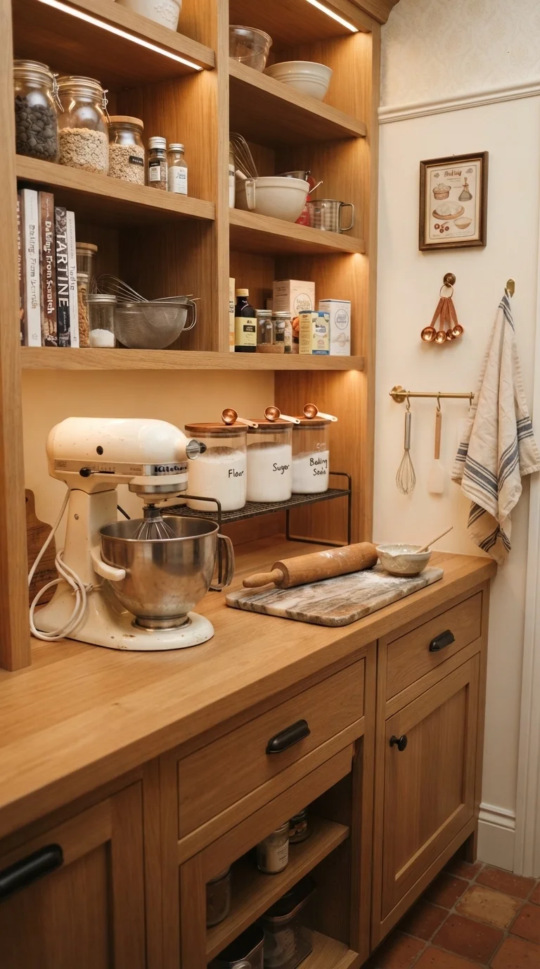 10 Food Pantry Ideas in The Kitchen 2026 Storage Organization 8. Dedicated Baking Station Nook
