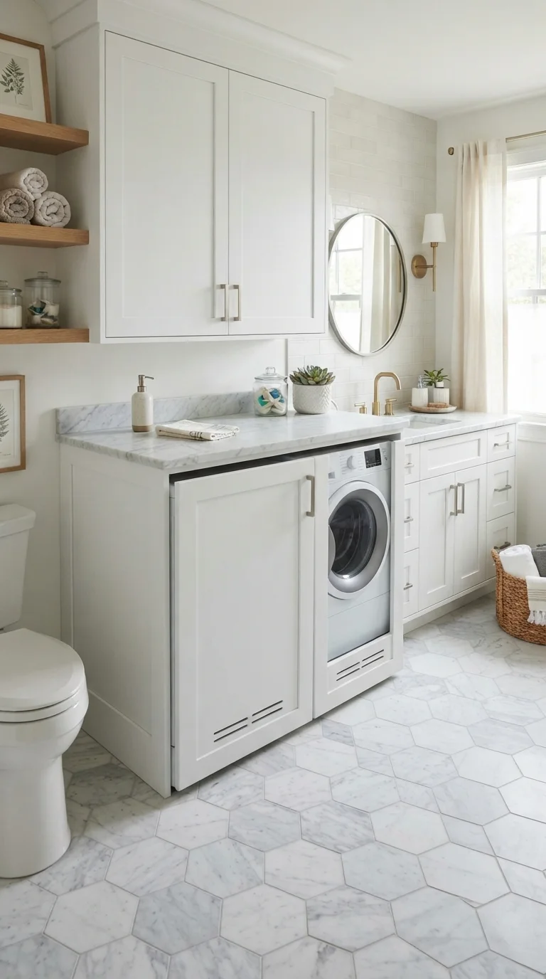11 Basement Bathroom Ideas 2026 Modern Finished 8. Hidden Laundry Integration