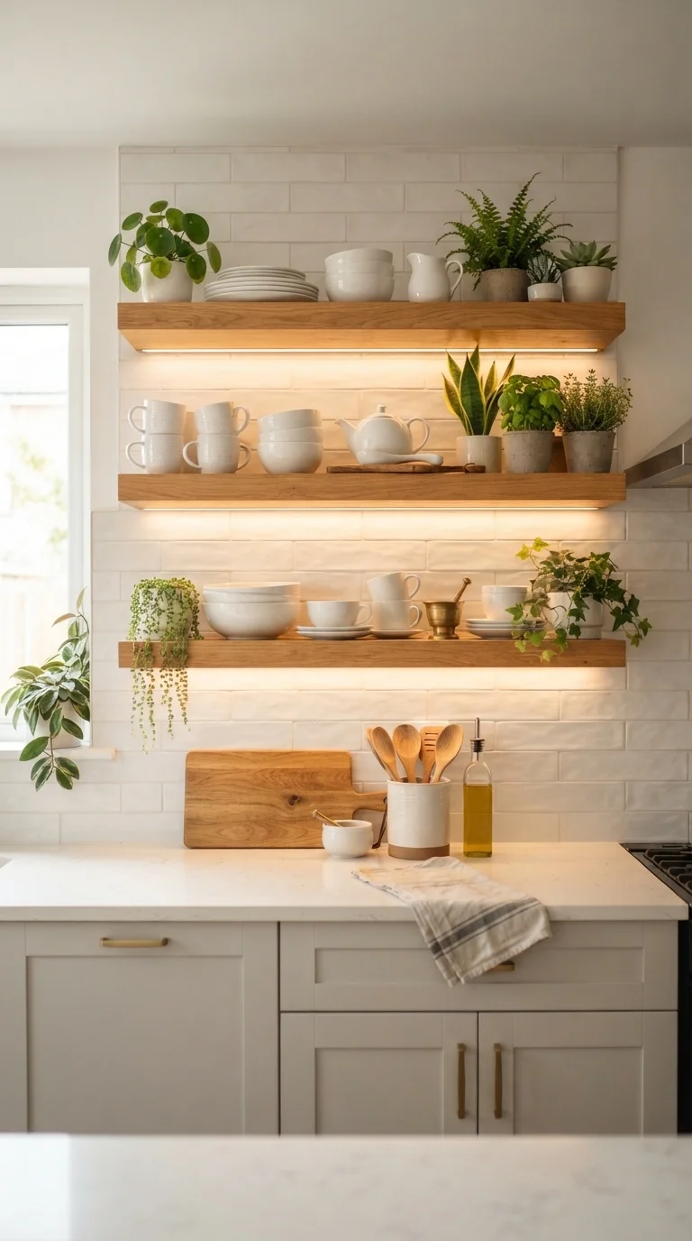 8. Illuminated Floating Shelves