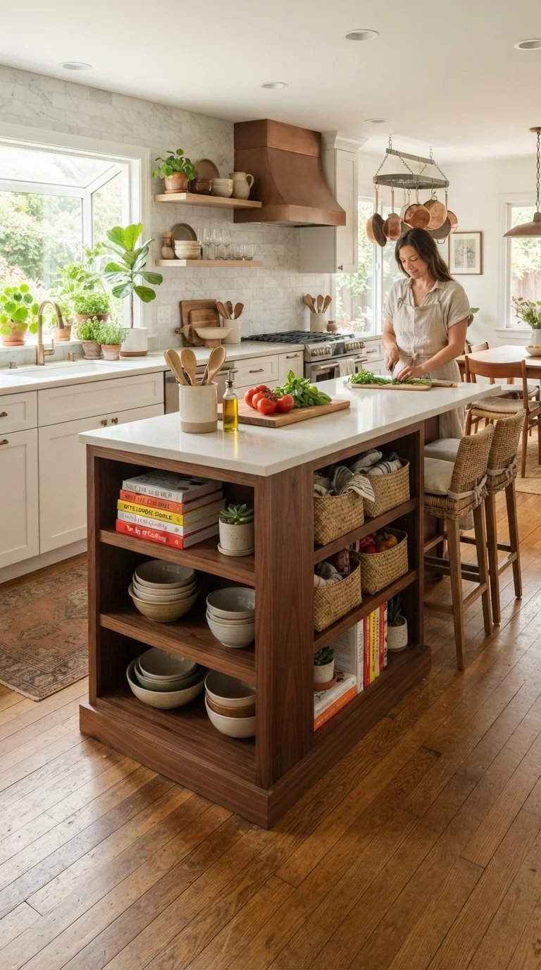 10 Kitchen Layout Ideas for 2026: Best Designs with Islands 8. The Open-Storage Social Island