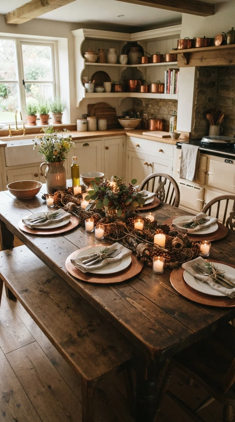 9. Copper and Pinecone Accents