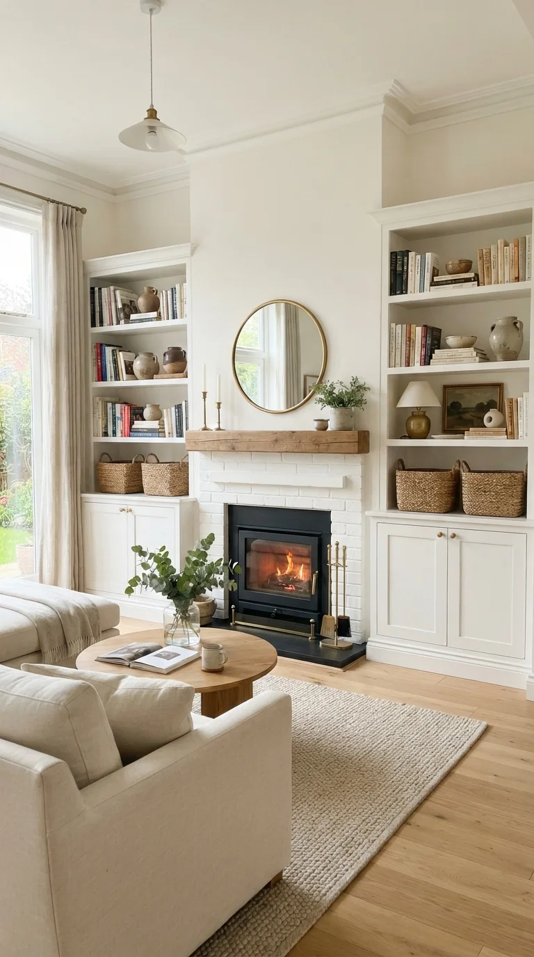 11 Farmhouse Living Room Ideas 2026: Cozy & Modern 9. Functional Built-in Cabinetry