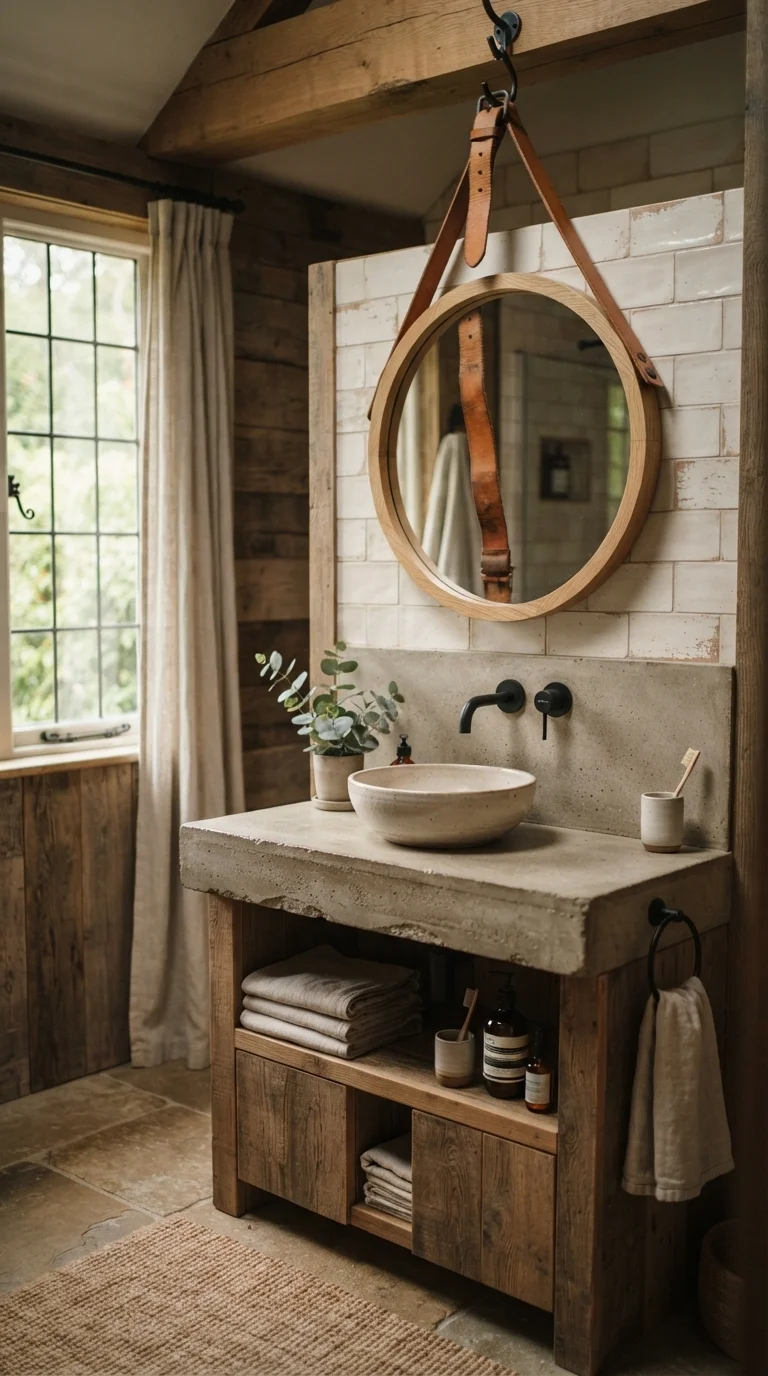 9. Suspended Leather Strap Mirrors