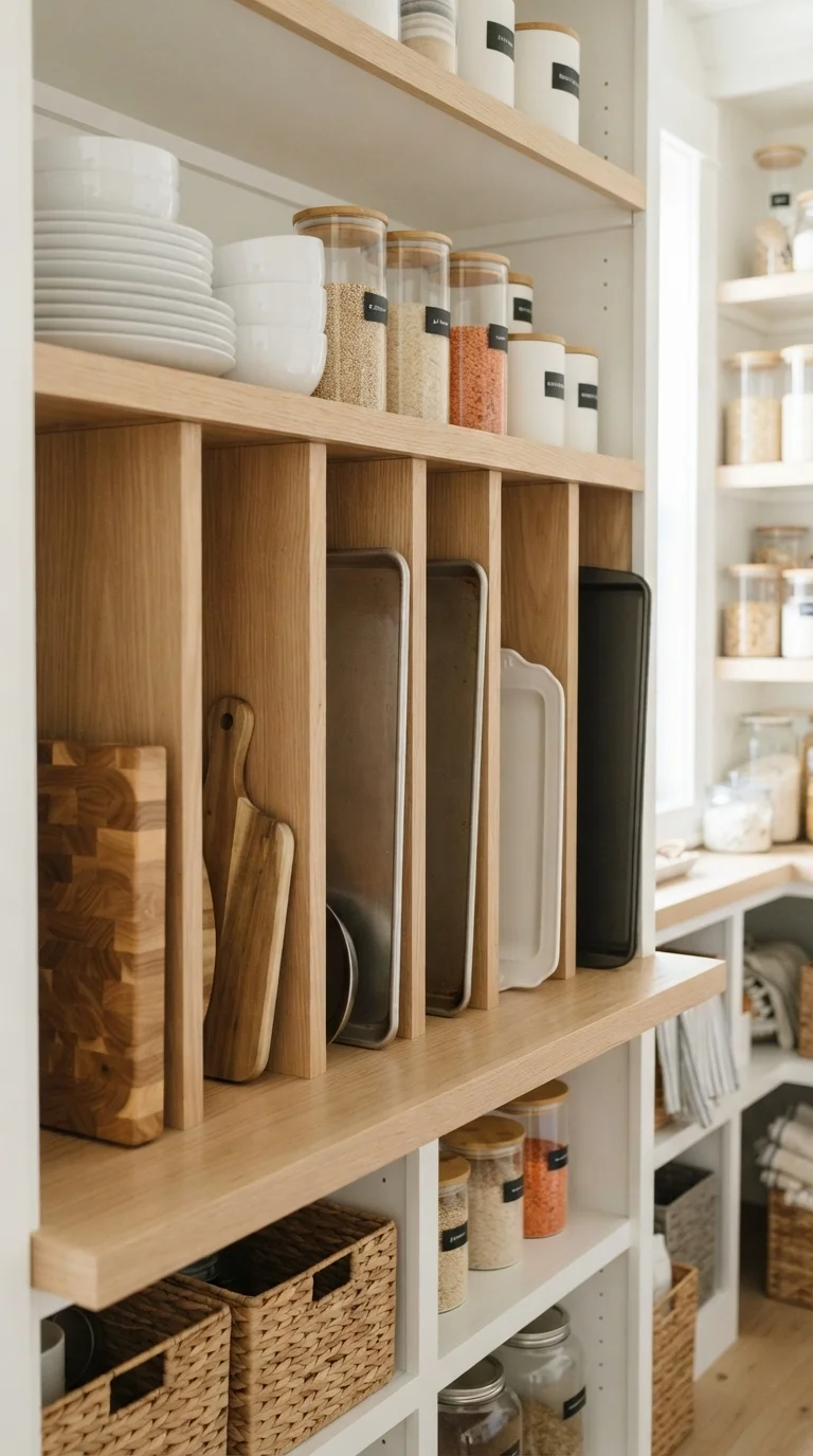 11 Modern Pantry Shelves Ideas 2026 9. Vertical Divider Shelving