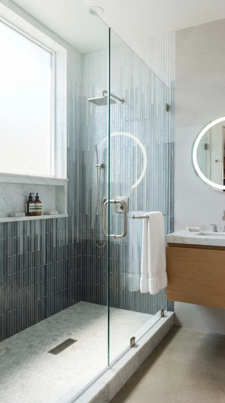 9. Vertical Linear Glass Mosaics