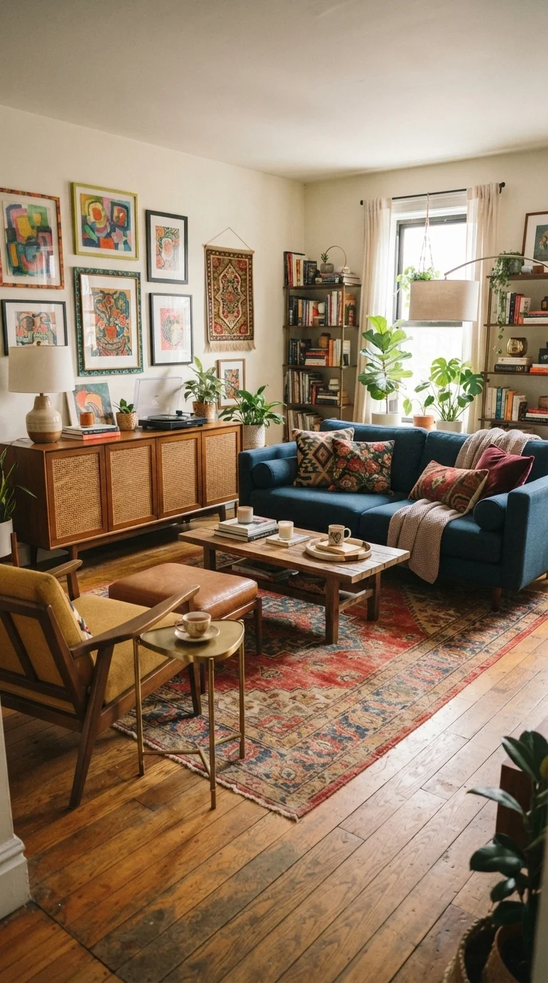 10 Classy Living Room Ideas 2026 Luxe Interior Design 9. Vintage Eclectic Fusion