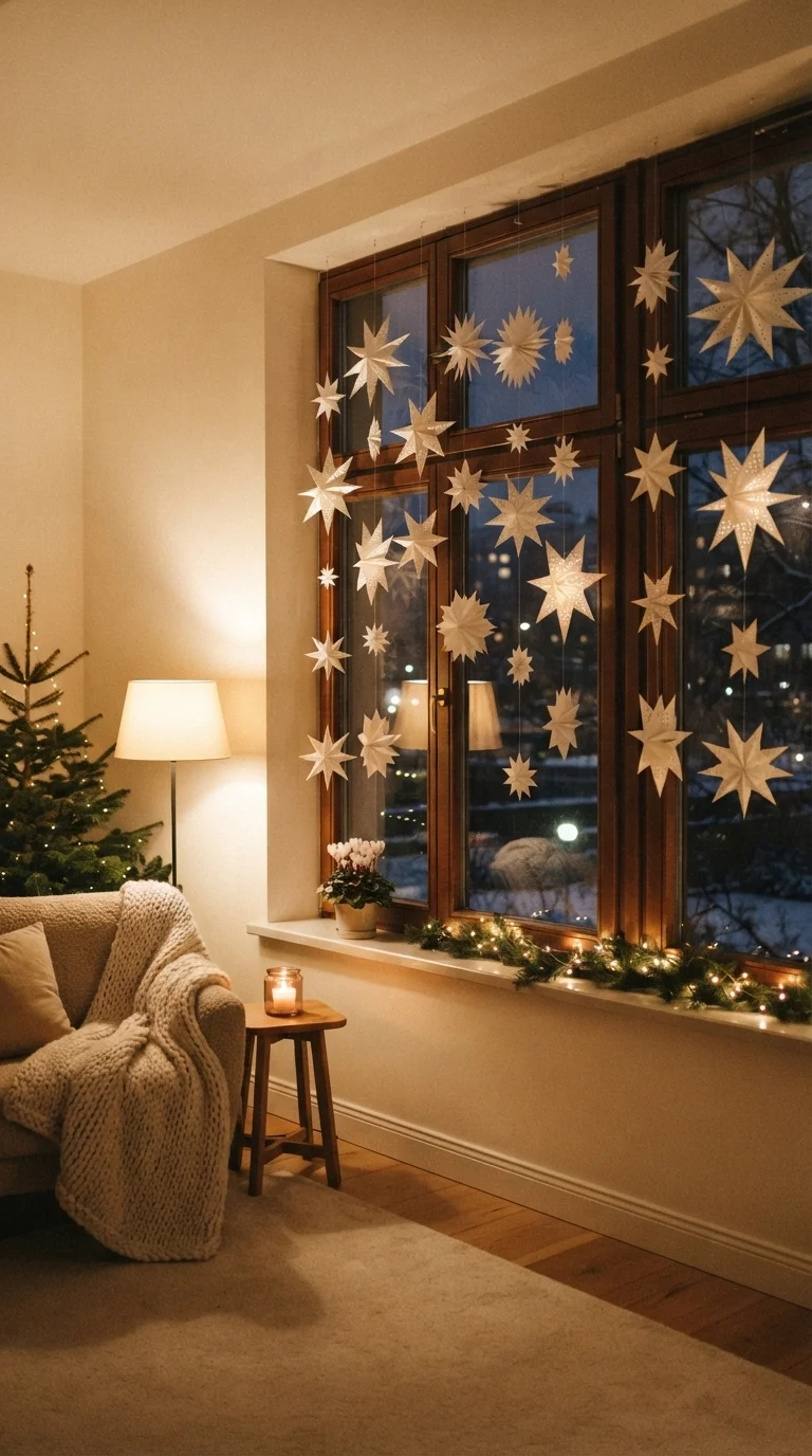 9. Window Styling with Paper Stars