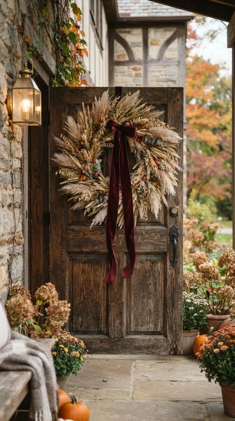 1. Dried Wheat and Velvet Ribbon Wreaths