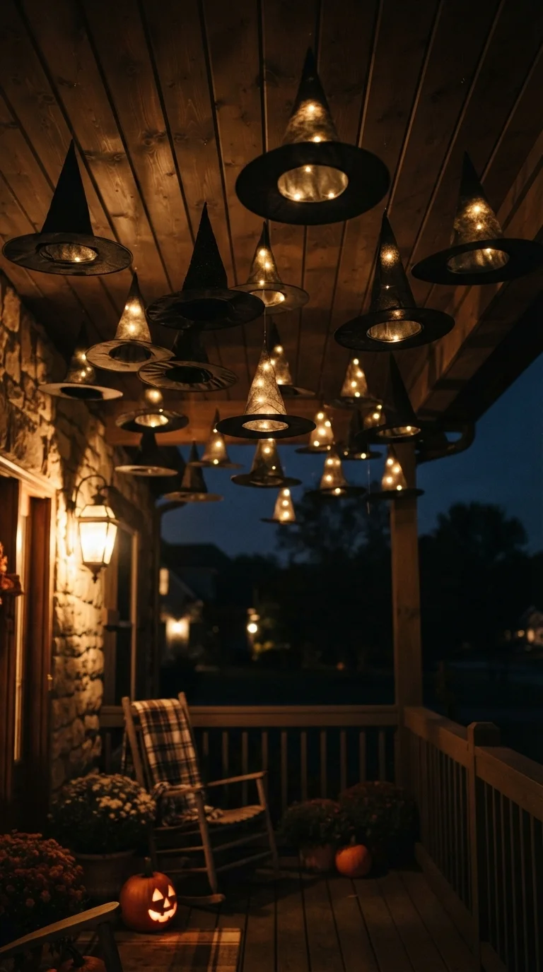 1. Floating Witch Hat Lanterns