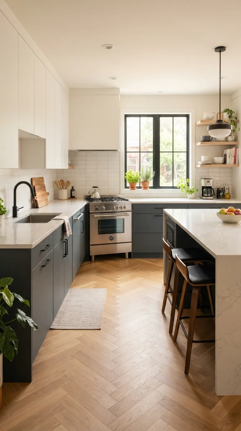 1. Two-Tone Cabinetry for Visual Depth