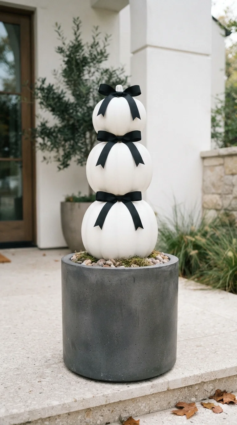 2. Modern Minimalist Pumpkin Topiaries