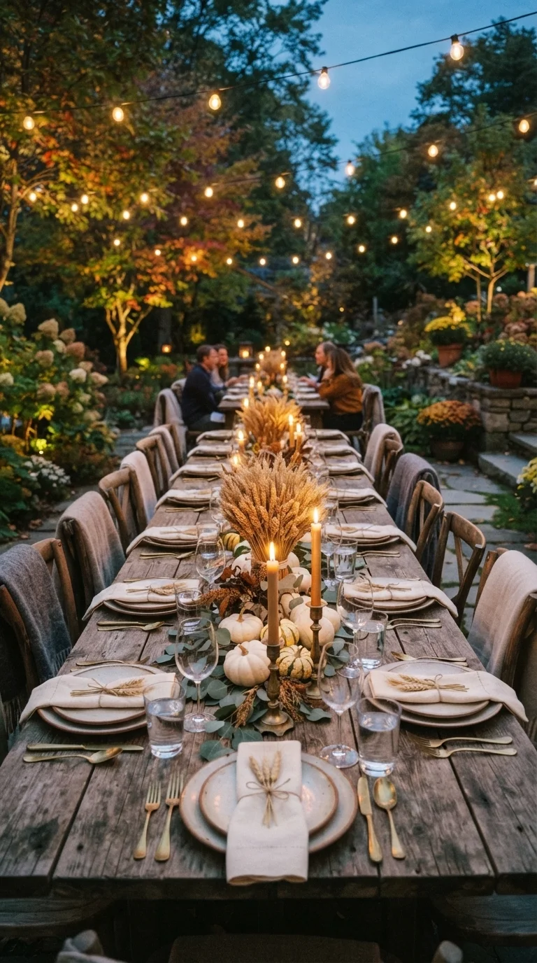 9 Fall Backyard Party Ideas 2026 for Cozy Gatherings 2. Rustic Harvest Dining Table
