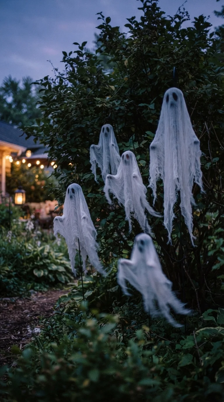3. Distressed Cheesecloth Ghost Clusters