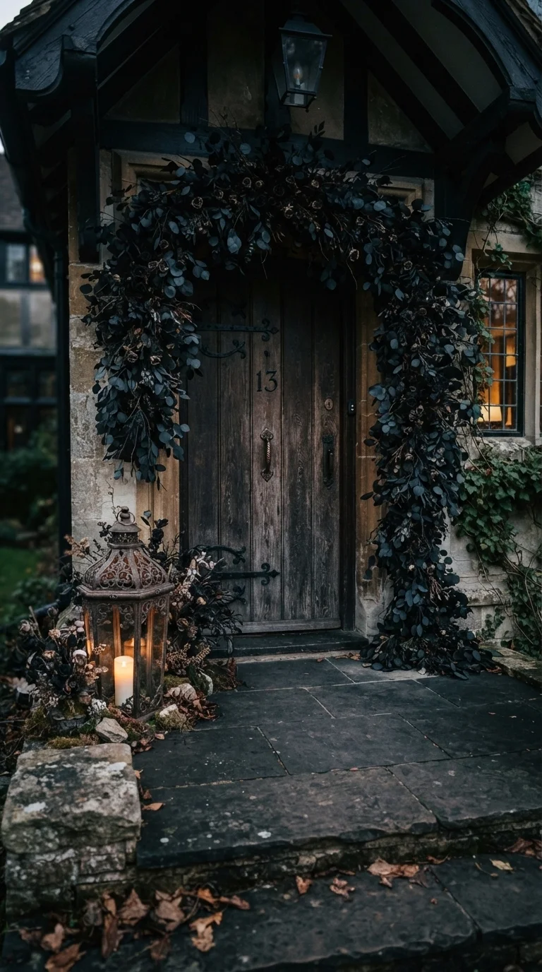 3. Moody Gothic Black Eucalyptus Garlands
