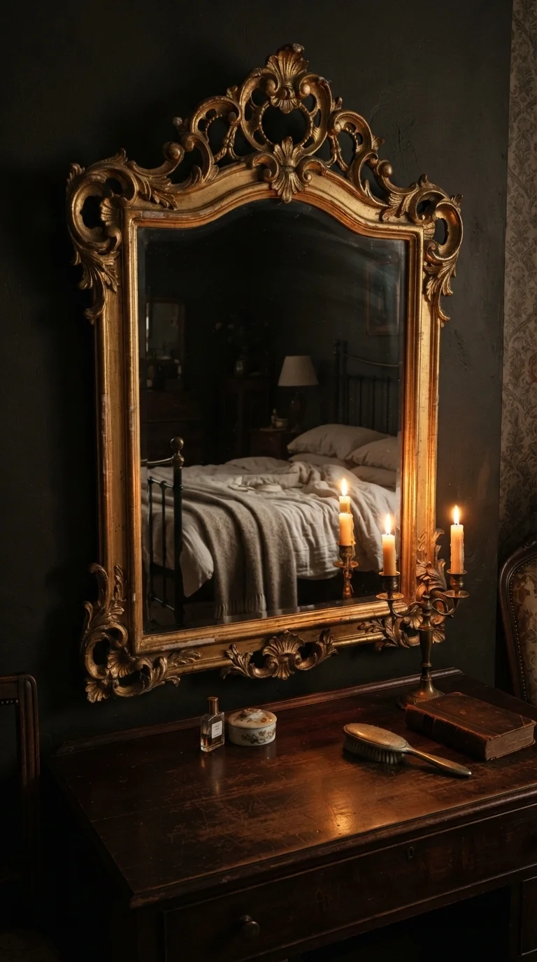 3. Ornate Gold Accents and Vintage Mirrors