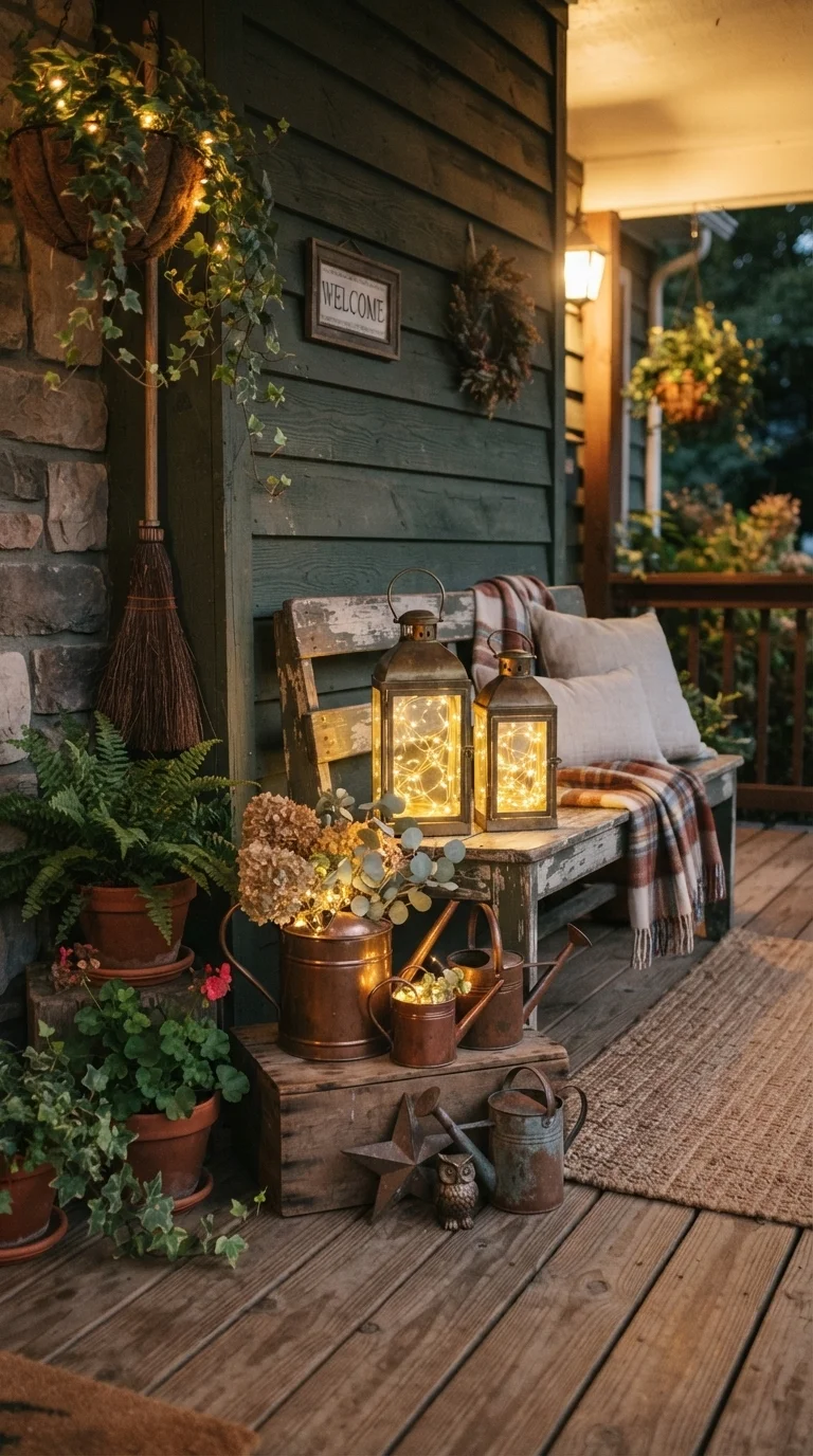 5. Vintage Brass Lanterns and Copper Accents